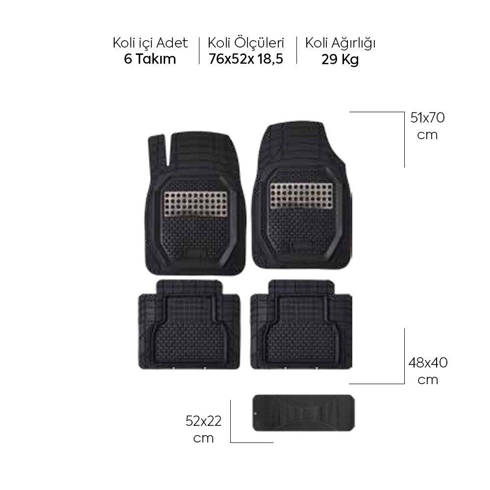 Hasirlı 3D Havuzlu Siyah Oto Paspası - Görsel 5